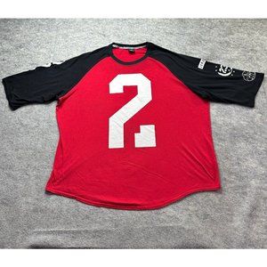 Jordan 3/4 Sleeve T-Shirt Men 4XL Baseball Red Black Colorblock Spell Out Logo